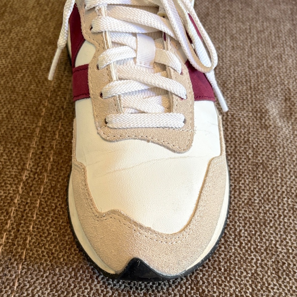 New Balance White and Burgundy Athletic Shoes - Picture 5 of 5